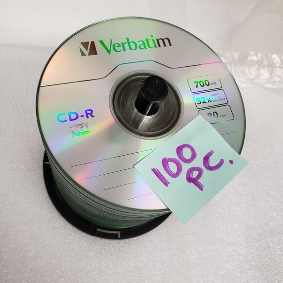 VERBATIM 100 pack CD-R 52x 700MB 80Min. Spindle Tower - Picture 1 of 7